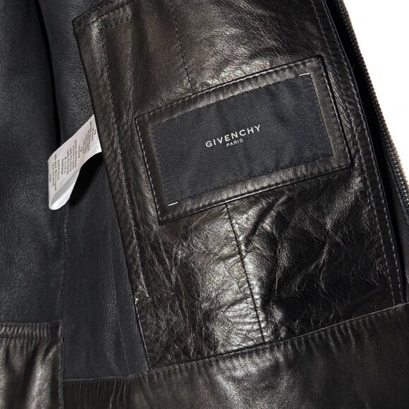 Givenchy Brown Lambskin Black Shearling Leather Jacket - Picture 6 of 10